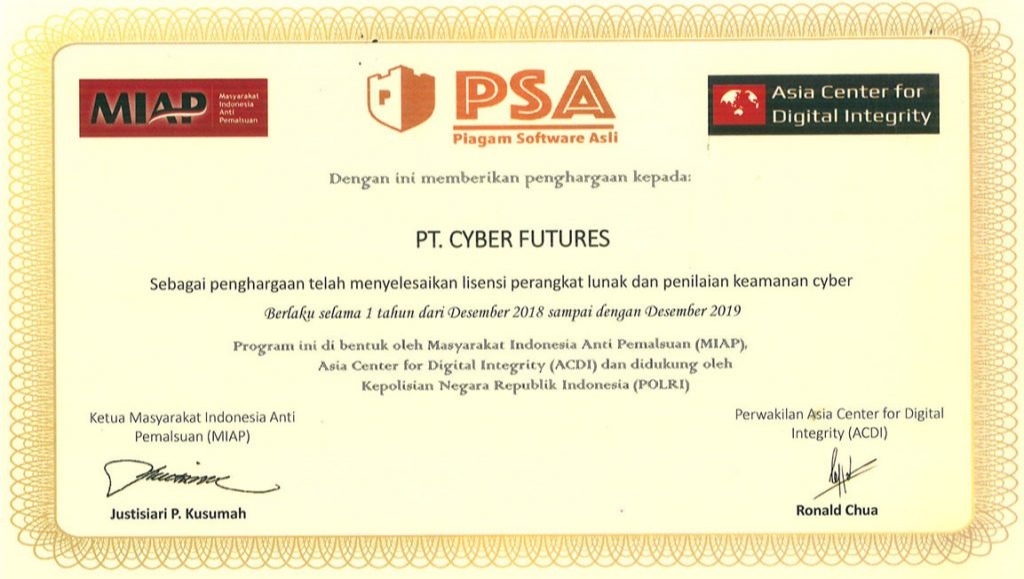 Piagam Software Asli